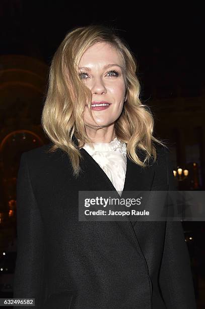 Kirsten Dunst is seen arriving at Ralph & Russo Fashion show during Paris Fashion Week : Haute Couture F/W 2017-2018 on January 23, 2017 in Paris,...