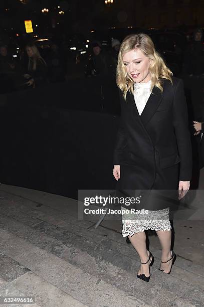 Kirsten Dunst is seen arriving at Ralph & Russo Fashion show during Paris Fashion Week : Haute Couture F/W 2017-2018 on January 23, 2017 in Paris,...