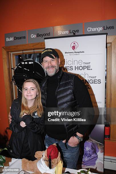 Patient ambassador for Shriners For Children Medical Center Grace Schleeperand and Slade Smiley attend EcoLuxe Lounge Ten Years at Sundance on...