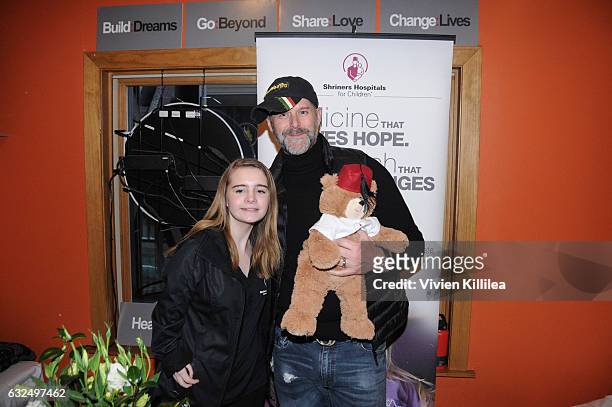 Patient ambassador for Shriners For Children Medical Center Grace Schleeperand and Slade Smiley attend EcoLuxe Lounge Ten Years at Sundance on...