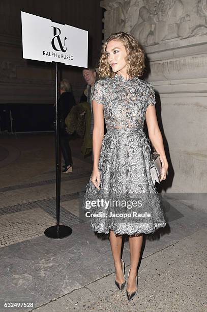 Arizona Muse is seen arriving at Ralph & Russo Fashion show during Paris Fashion Week : Haute Couture F/W 2017-2018 on January 23, 2017 in Paris,...