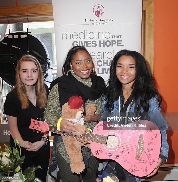 Patient ambassador for Shriners For Children Medical Center Grace Schleeperand, Shar Jackson and Cassie Jackson attend EcoLuxe Lounge Ten Years at...