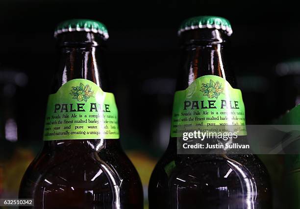 Bottles of Sierra Nevada Pale Ale are displayed on a shelf at Ringside Liquor on January 23, 2017 in Los Angeles, California. Sierra Nevada brewing...