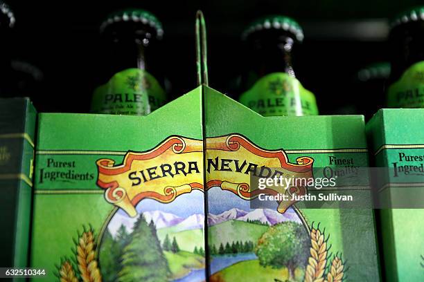 Bottles of Sierra Nevada Pale Ale are displayed on a shelf at Ringside Liquor on January 23, 2017 in Los Angeles, California. Sierra Nevada brewing...