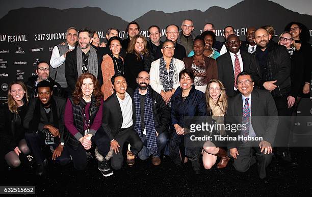 Cast and Crew of "Bending The Arc" attend the "Bending The Arc" Premiere at Library Center Theater on January 23, 2017 in Park City, Utah.