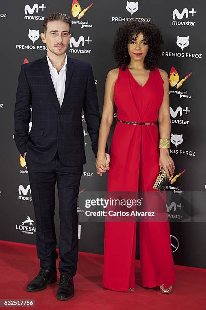 Actress Montse Pla and actor Victor Ckavijo attend the Feroz cinema awards 2016 at the Duques de Pastrana Palace on January 23, 2017 in Madrid, Spain.