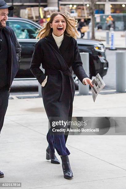 Melissa Benoist is seen arriving at her hotel on January 23, 2017 in New York, New York.