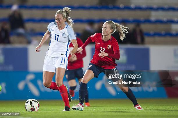 Toni Duggan Anja Sonstevold during the preseason friendly match between national women's Engalnd vs. Norway in Pinatar Arena, San Pedro del Pinatar,...