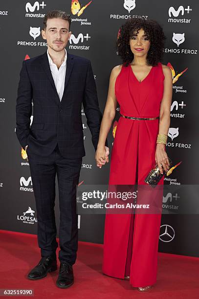 Actress Montse Pla and actor Victor Ckavijo attend the Feroz cinema awards 2016 at the Duques de Pastrana Palace on January 23, 2017 in Madrid, Spain.