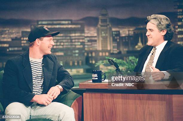 Episode 444 -- Pictured: Baseball player Lenny Dykstra during an interview with host Jay Leno on April 25, 1994 --