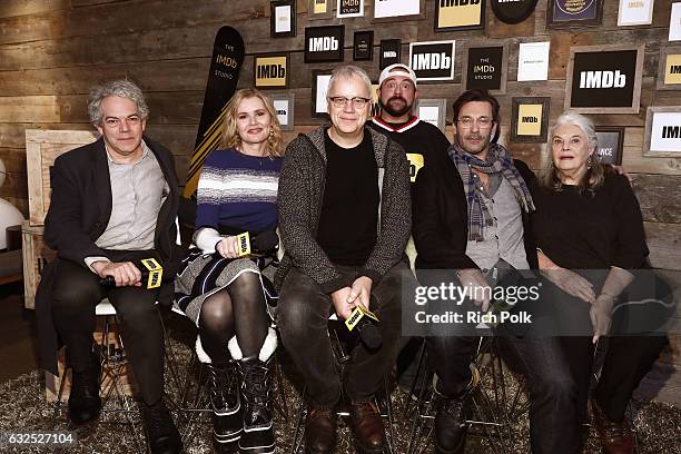 Director Michael Almereyda, actors Geena Davis, Tim Robbins, Jon Hamm, Lois Smith, and Kevin Smith attends The IMDb Studio featuring the Filmmaker...