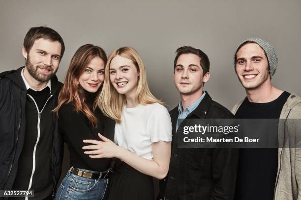 Filmmaker Shawn Christensen, actors Michelle Monaghan, Elle Fanning, Logan Lerman and Blake Jenner from the film "Sidney Hall" poses in the Getty...