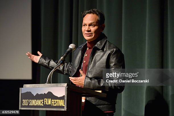 Director Ernesto Contreras speaks during "Sueno En Otro Idioma " Premiere at Prospector Square on January 23, 2017 in Park City, Utah.