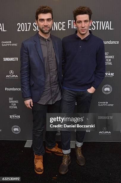 Actors Alec Secareanu and Josh O'Connor attend the "God's Own Country" Premiere at The Marc Theatre on January 23, 2017 in Park City, Utah.