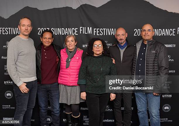 Raymond van der Kaaij, Ernesto Contreras, Monica Lozano, Erika Avila, Luis Albores, and Eamon O'Farrill attend "Sueno En Otro Idioma " Premiere at...