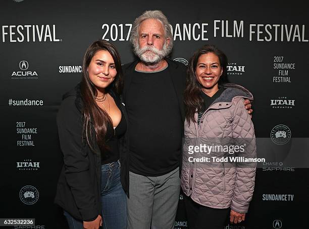 Chloe Weir, musician Bob Weir, and Natascha Munter attend the premiere of Amazon Studios' "Long Strange Trip" at the 2017 Sundance Film Festival at...