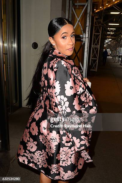 Rapper Cardi B is seen in Midtwn on January 23, 2017 in New York City.