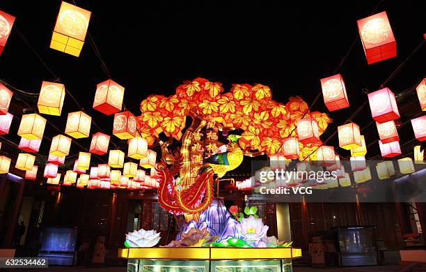 Lantern of phoenix seen at the upcoming 31st Qinhuai lantern fair on January 22, 2017 in Nanjing, Jiangsu Province of China. To welcome the Year of...