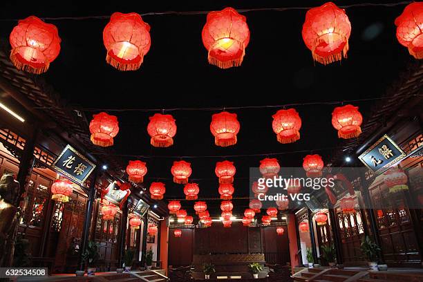 Red lanterns seen at the upcoming 31st Qinhuai lantern fair on January 22, 2017 in Nanjing, Jiangsu Province of China. To welcome the Year of...