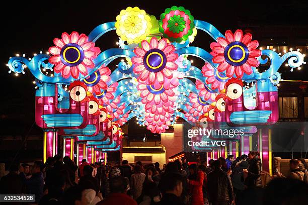 Tourists visit the 31st Qinhuai lantern fair on January 22, 2017 in Nanjing, Jiangsu Province of China. To welcome the Year of Rooster, Chinese...