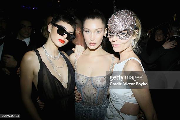 Kendall Jenner, Bella Hadid and Eva Herzigova attend the Christian Dior Haute Couture Spring Summer 2017 Bal Masque as part of Paris Fashion Week on...