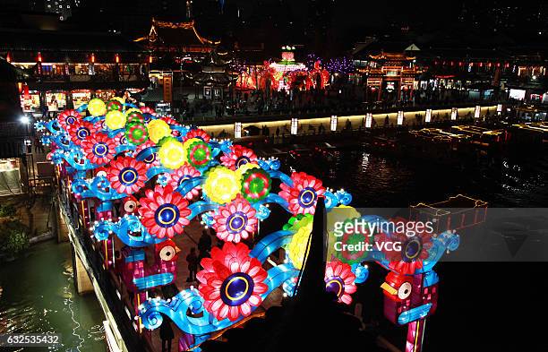 Tourists visit the 31st Qinhuai lantern fair on January 22, 2017 in Nanjing, Jiangsu Province of China. To welcome the Year of Rooster, Chinese...