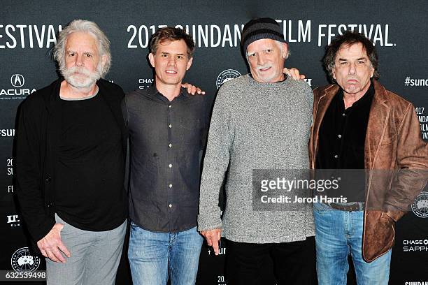 Bob Weir, John Nein, Bill Kreutzmann and Mickey Hart arrive at the 'Long Strange Trip' Premiere at Yarrow Hotel Theater on January 23, 2017 in Park...