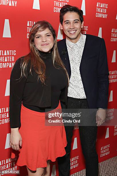 Playwright Paola Lazaro and director David Mendizabal attend the "Tell Hector I Miss Him" Opening Night Party at Jake's Saloon on January 23, 2017 in...