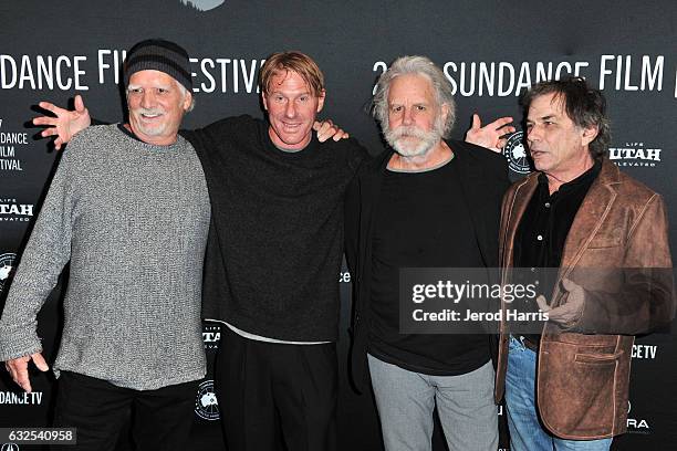 Bill Kreutzmann, Eric Eisner, Bob Weir and Mickey Hart arrive at the 'Long Strange Trip' Premiere at Yarrow Hotel Theater on January 23, 2017 in Park...