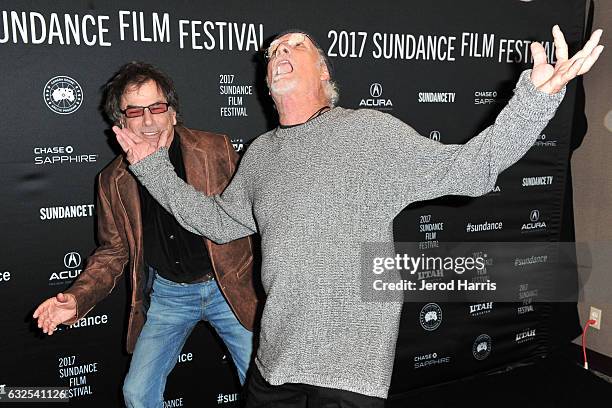 Mickey Hart and Bill Kreutzmann arrive at the 'Long Strange Trip' Premiere at Yarrow Hotel Theater on January 23, 2017 in Park City, Utah.