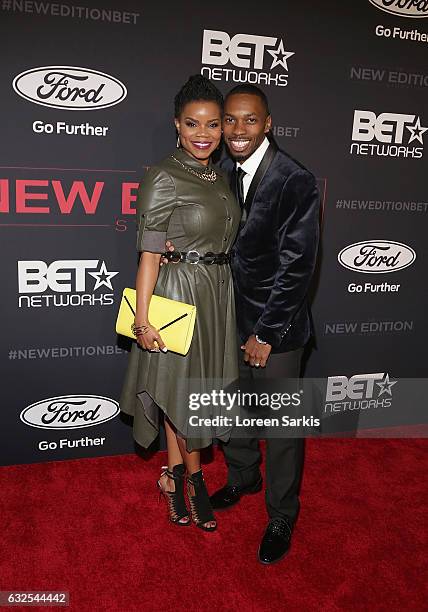 Kelly Jenrette and Melvin Jackson Jr. Attend the premiere of BET's "The New Edition Story" at Paramount Studios on January 23, 2017 in Hollywood,...