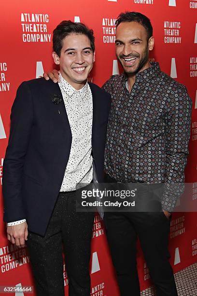 Director David Mendizabal and actor Arjun Gupta attend the "Tell Hector I Miss Him" Opening Night Party at Jake's Saloon on January 23, 2017 in New...