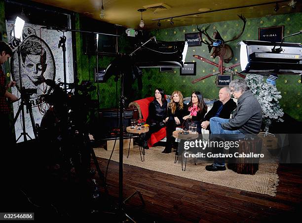 Actors Amy Landecker, Connie Britton,Salma Hayek, John Lithgow, and director Miguel Areta attends The Vulture Spot Presented By Tidal at Rock &...