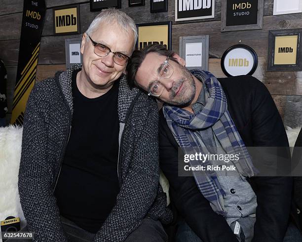 Actors Tim Robbins and Jon Hamm of 'Marjorie Prime' attend The IMDb Studio featuring the Filmmaker Discovery Lounge, presented by Amazon Video...