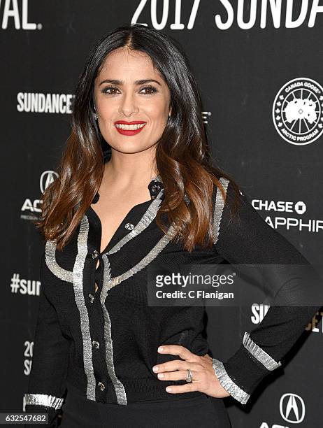 Actress Salma Hayek attends the 'Beatriz At Dinner' Premiere on day 5 of the Sundance Film Festival at Eccles Center Theatre on January 23, 2017 in...
