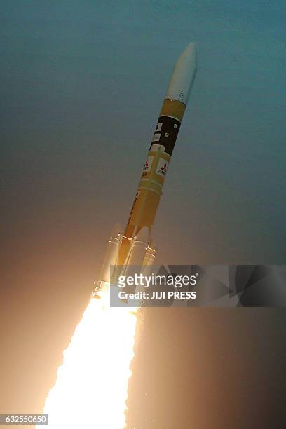 Japan's H-IIA rocket carrying the Kirameki-2 satellite is launched from Tanegashima Space Centre in southern Tanegashima island, Kagoshima...