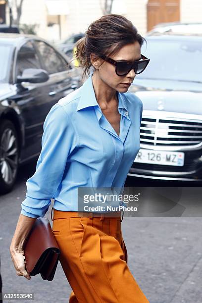 Victoria Beckham seen walking during the Paris fashion week. On January 23, 2017.