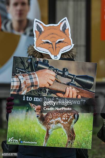Protesters wearing the animal masks outside the Law and Justice ruling party office are seen on January 23rd, 2017 in Gdansk, Poland The Viva!...