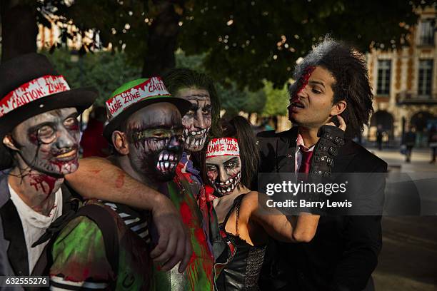 Some of the 2000 Goules who took part in the Zombie Walk, 8th October 2016, Paris, France. The walk went from Place de la Republique and finished at...