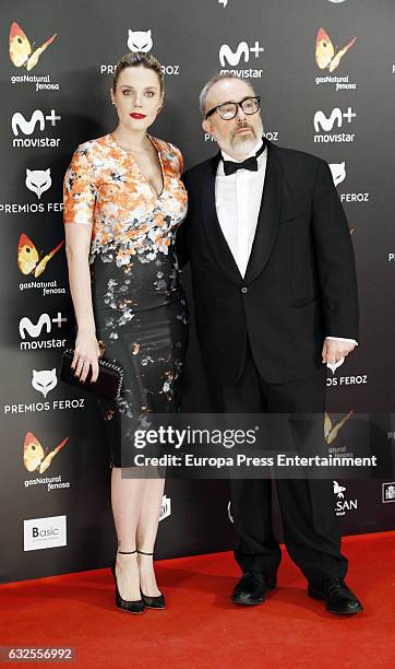 Carolina Bang and director Alex de la Iglesia attend the 2016 Feroz Cinema Awards at Duque de Patrana Palace on January 23, 2017 in Madrid, Spain.