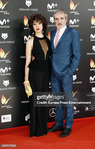 Fernando Guilen Cuervo and Veronica Sanchez attends the 2016 Feroz Cinema Awards at Duque de Patrana Palace on January 23, 2017 in Madrid, Spain.