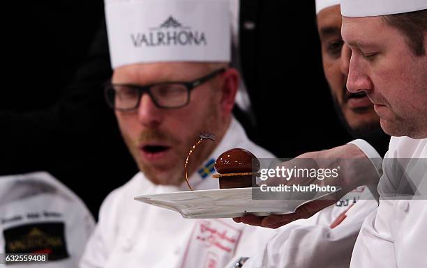 Frozen fruit Dessert of Team South Korea during the Coupe du Monde de la Patisserie Final at Bocuse dOr side event 2017 on Jan 23, 2017 at Eurexpo in...