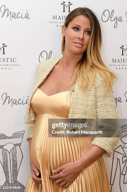 Elisabeth Reyes poses during a photocall for the latest collection by Olga Macia at the Hotel Majestic on January 24, 2017 in Barcelona, Spain.