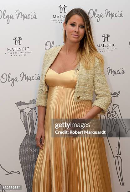 Elisabeth Reyes poses during a photocall for the latest collection by Olga Macia at the Hotel Majestic on January 24, 2017 in Barcelona, Spain.