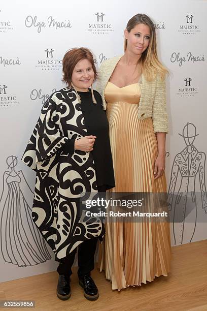 Olga Macia and Elisabeth Reyes pose during a photocall for the latest collection by Olga Macia at the Hotel Majestic on January 24, 2017 in...