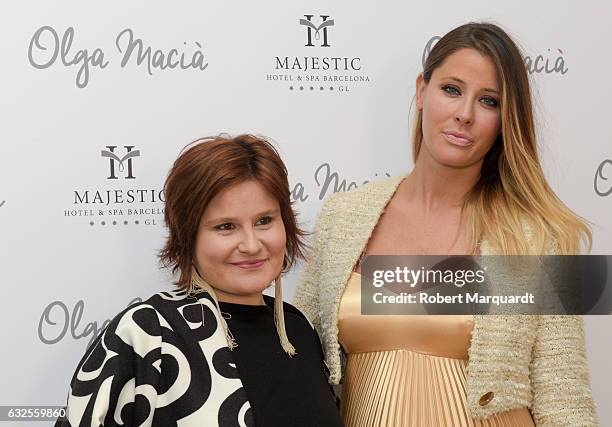 Olga Macia and Elisabeth Reyes pose during a photocall for the latest collection by Olga Macia at the Hotel Majestic on January 24, 2017 in...