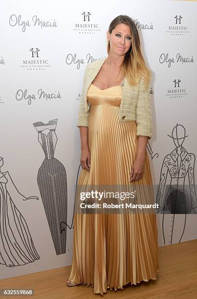 Elisabeth Reyes poses during a photocall for the latest collection by Olga Macia at the Hotel Majestic on January 24, 2017 in Barcelona, Spain.