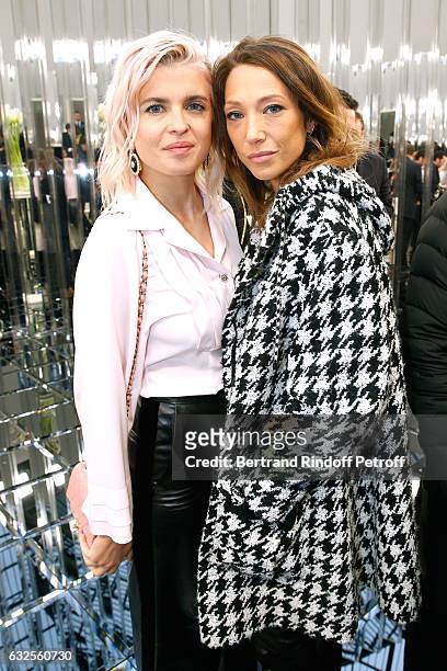 Cecile Cassel and Laura Smet attend the Chanel Haute Couture Spring Summer 2017 show as part of Paris Fashion Week on January 24, 2017 in Paris,...
