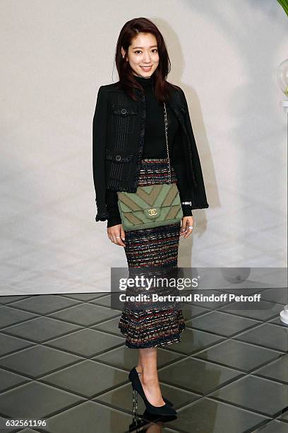 Park Shin-Hye attends the Chanel Haute Couture Spring Summer 2017 show as part of Paris Fashion Week on January 24, 2017 in Paris, France.