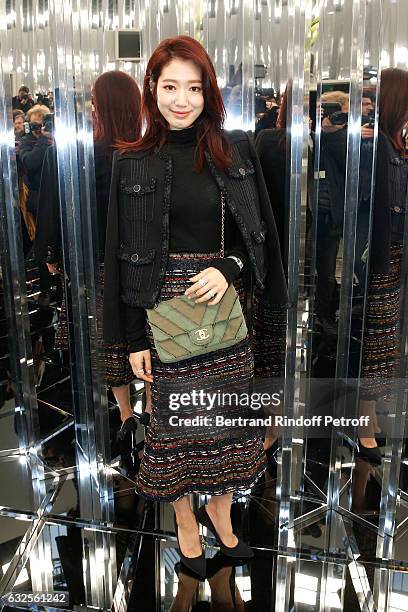 Park Shin-Hye attends the Chanel Haute Couture Spring Summer 2017 show as part of Paris Fashion Week on January 24, 2017 in Paris, France.